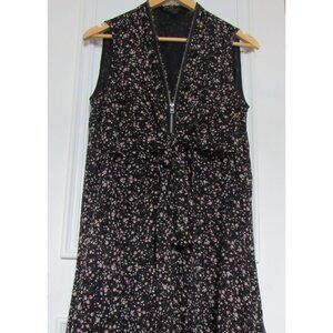 All Saints Black Floral  Dress Zip Front Women's Size Medium